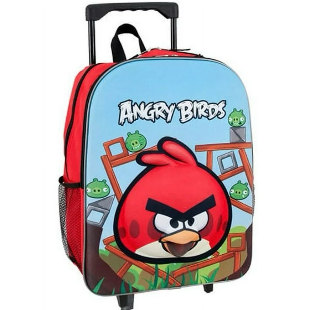 ANGRY BIRDS rolling backpack 3D Design RED BIRD Suitcase Collapsible Handle
